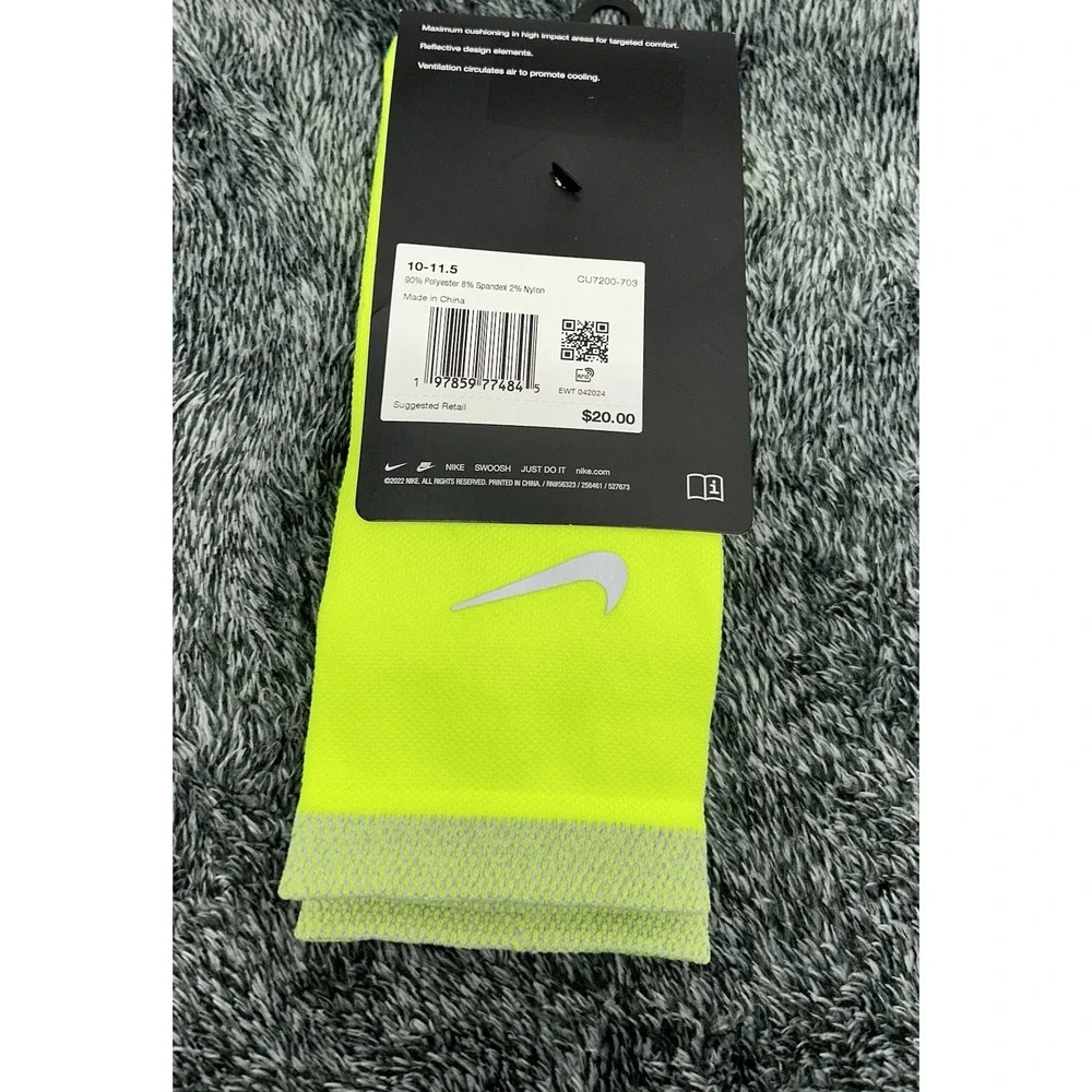 Nike Spark Men's 10-11.5/Women's 11.5-13 Yellow Crew Running Socks (B7)